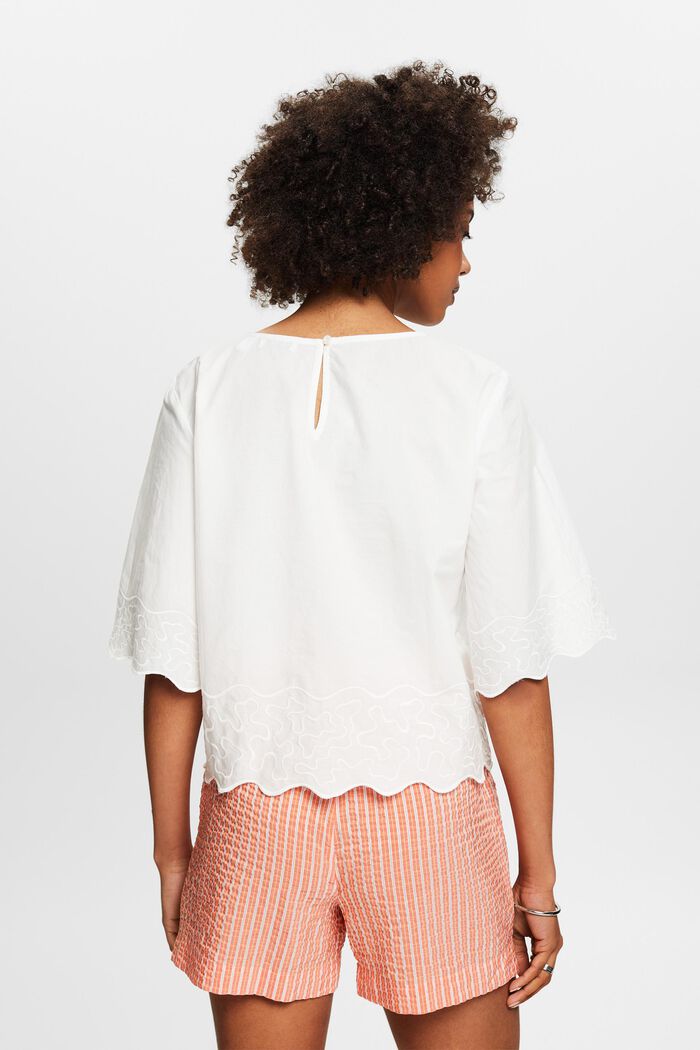 Bestikte blouse met klokmouwen, OFF WHITE, detail image number 2