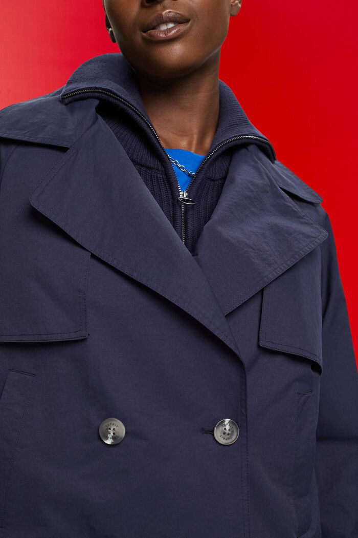 Korte double-breasted trenchcoat, NAVY, detail image number 2