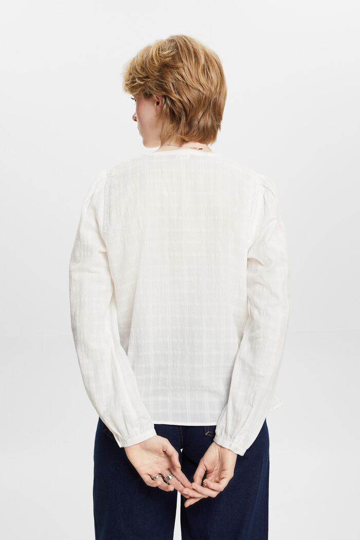 Katoenen blouse met structuur, OFF WHITE, detail image number 4