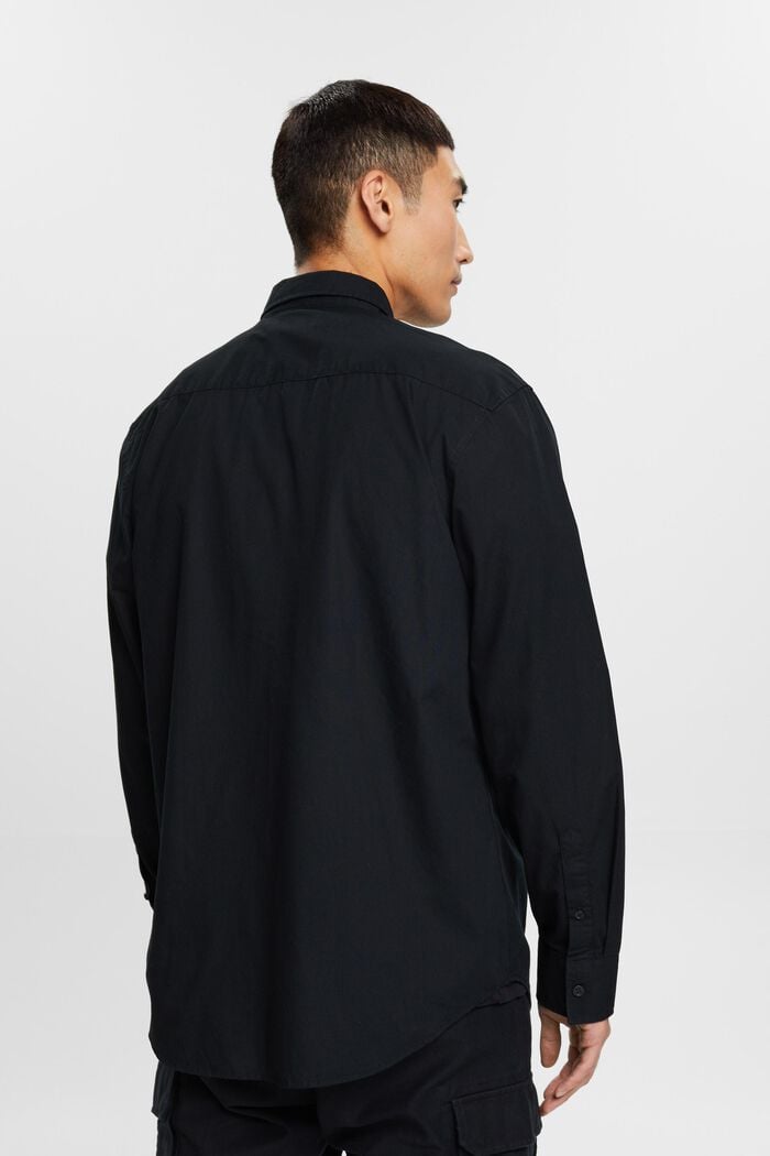 Popeline overhemd met buttondownkraag, 100% katoen, BLACK, detail image number 3