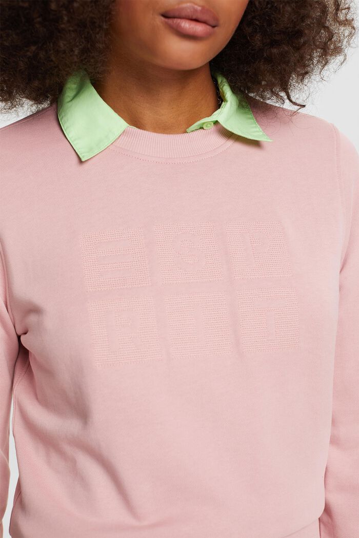 Sweatshirt met logoborduursel, organic cotton, OLD PINK, detail image number 2