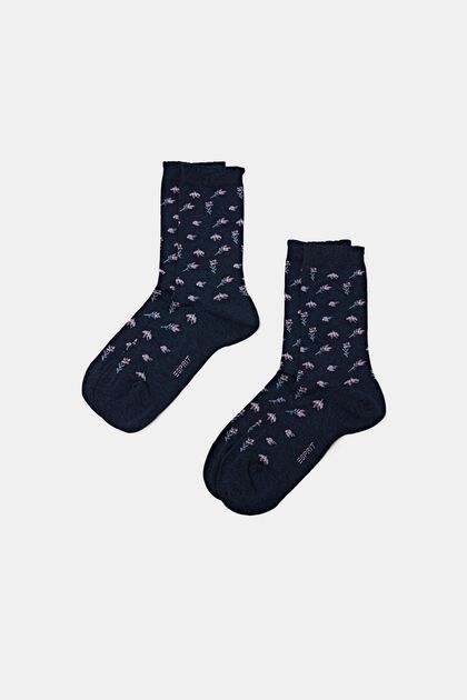 Set van 2 paar gebreide sokken met bloemmotief