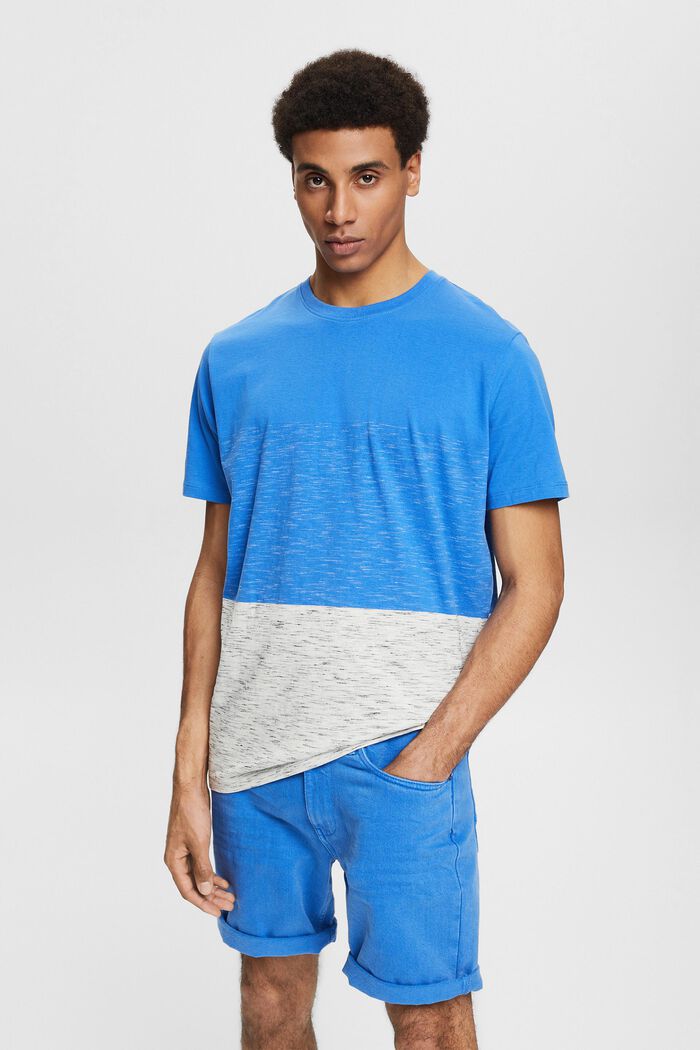 Jersey T-shirt met gemêleerde accenten, BRIGHT BLUE, detail image number 0