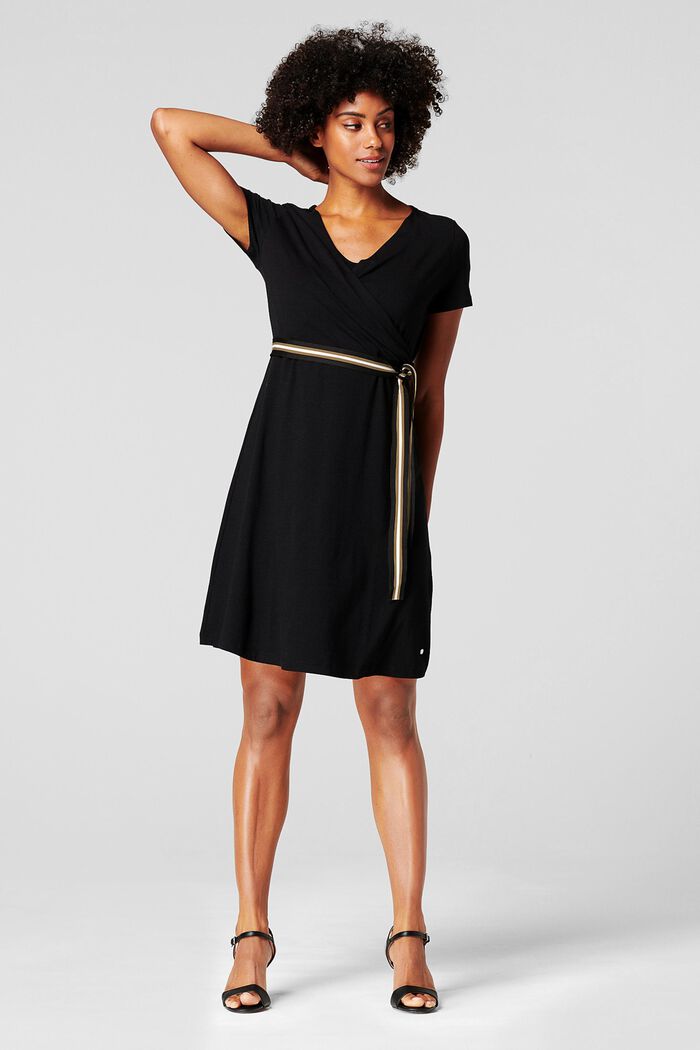 Jersey jurk met voedingsfunctie en ceintuur, BLACK INK, detail image number 1