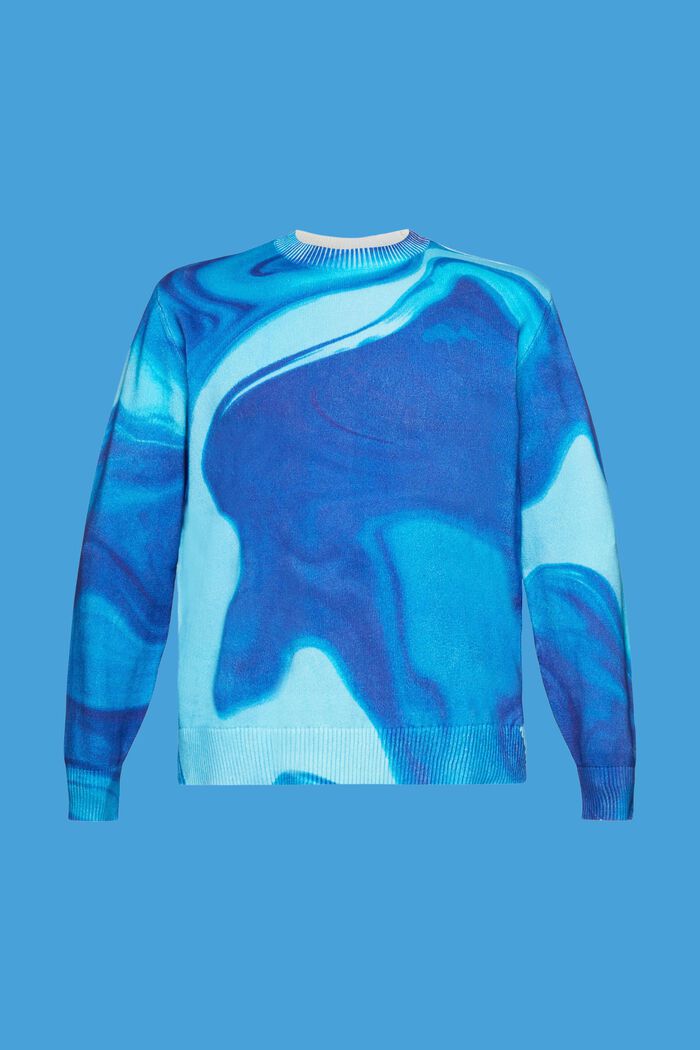 Geweven trui van katoen met motief all-over, BLUE, detail image number 6