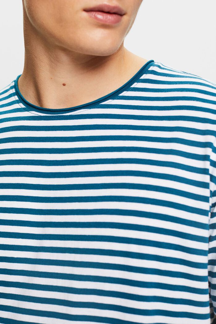 Jersey T-shirt met streepmotief, PETROL BLUE, detail image number 3