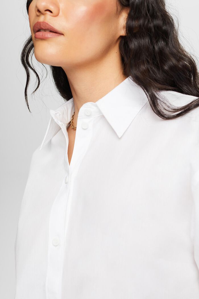 Overhemdblouse van popeline, 100% katoen, WHITE, detail image number 3