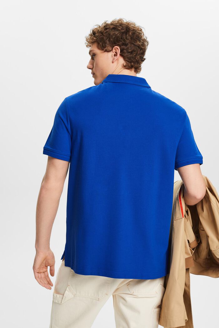 Poloshirt van katoen-piqué, BRIGHT BLUE, detail image number 3