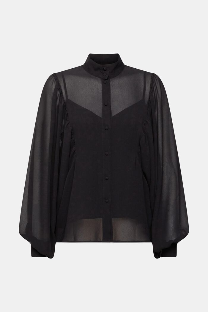 Wijde chiffon blouse, BLACK, detail image number 6