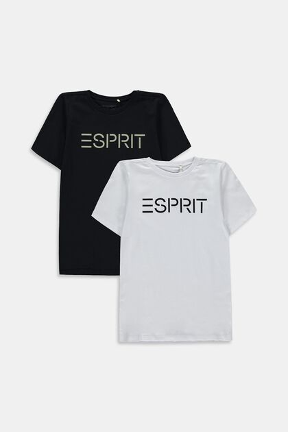 Set van 2 T-shirts met logoprint, WHITE, overview