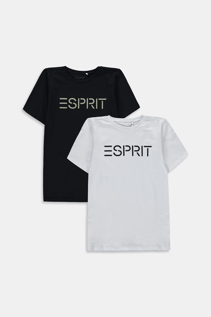 Set van 2 T-shirts met logoprint, WHITE, detail image number 0