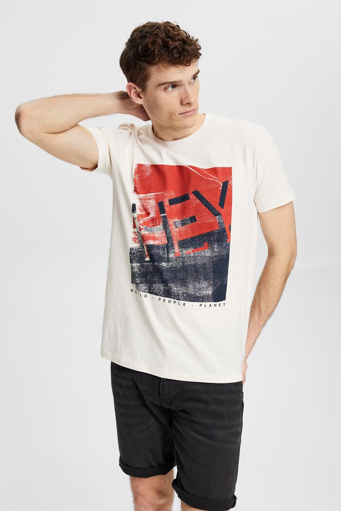 Jersey T-shirt met grote print op de voorkant