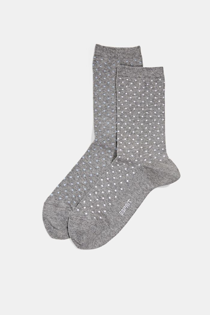 Set van 2 paar sokken met stippen, organic cotton, LIGHT GREY MELANGE, detail image number 0