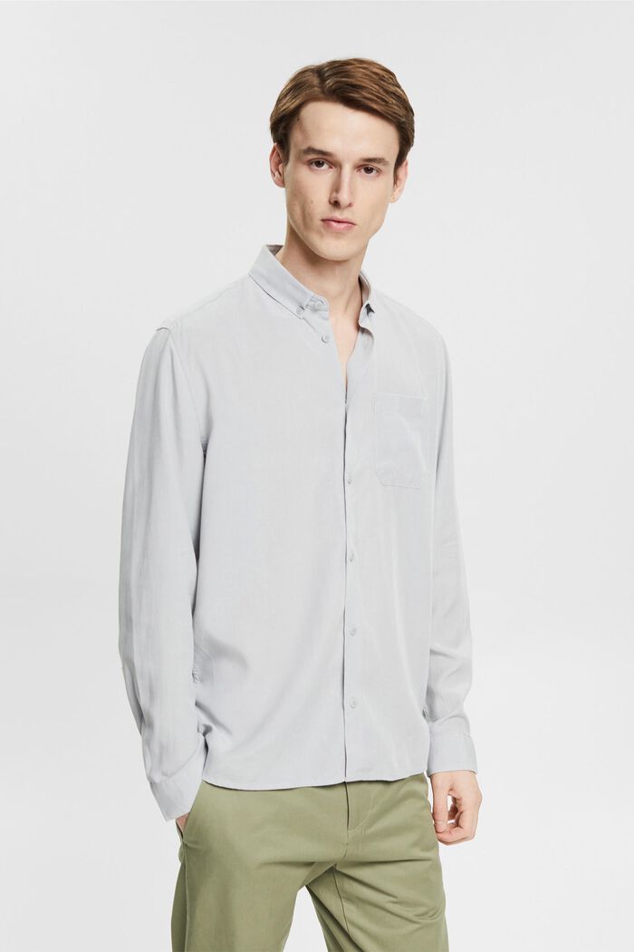 Met linnen: overhemd met buttondownkraag, LIGHT GREY, detail image number 0