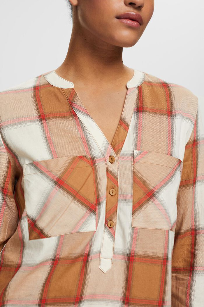 Geruite blouse van katoen, LIGHT TAUPE, detail image number 0