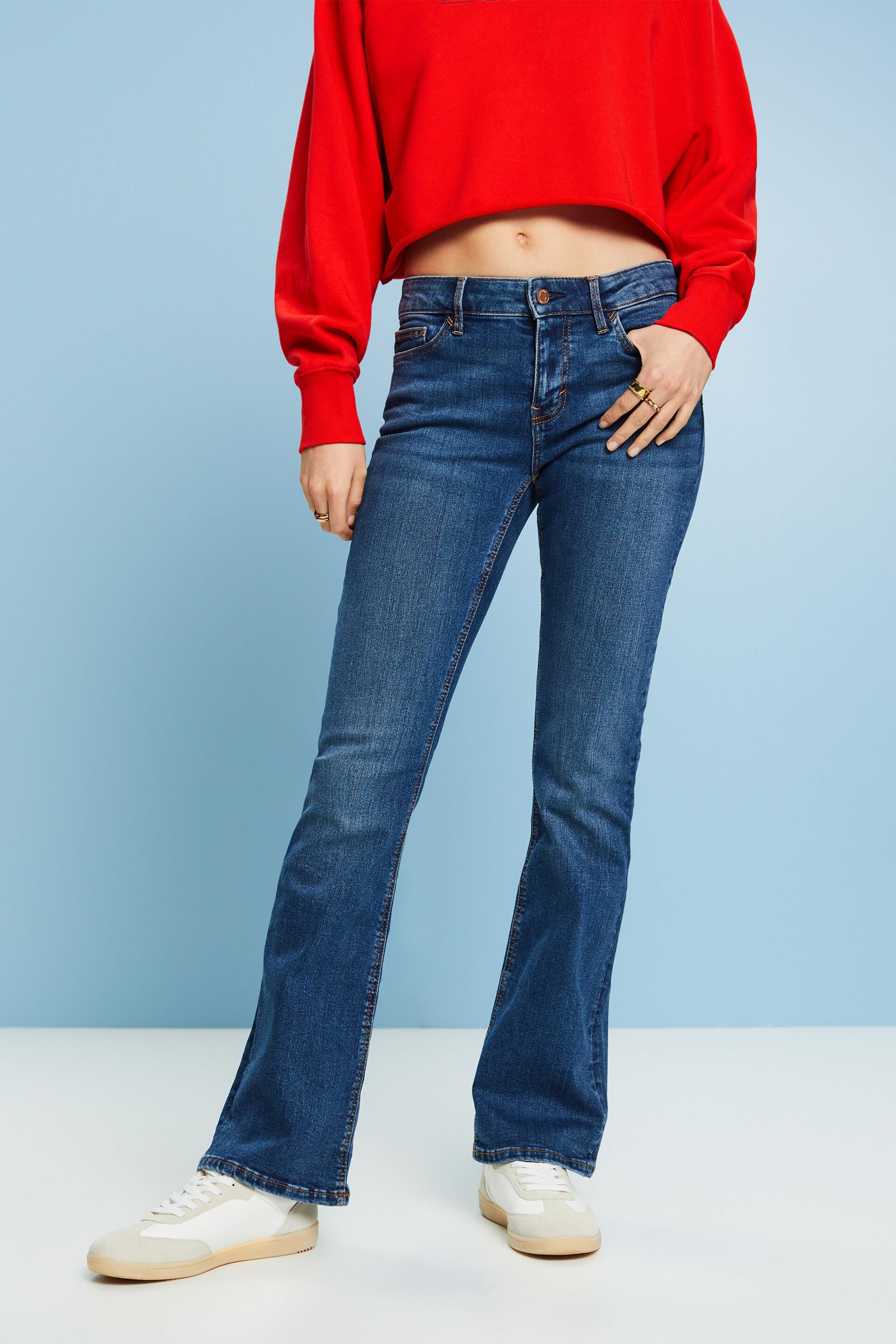 Blauw Bootcut jeans met middelhoge taille
