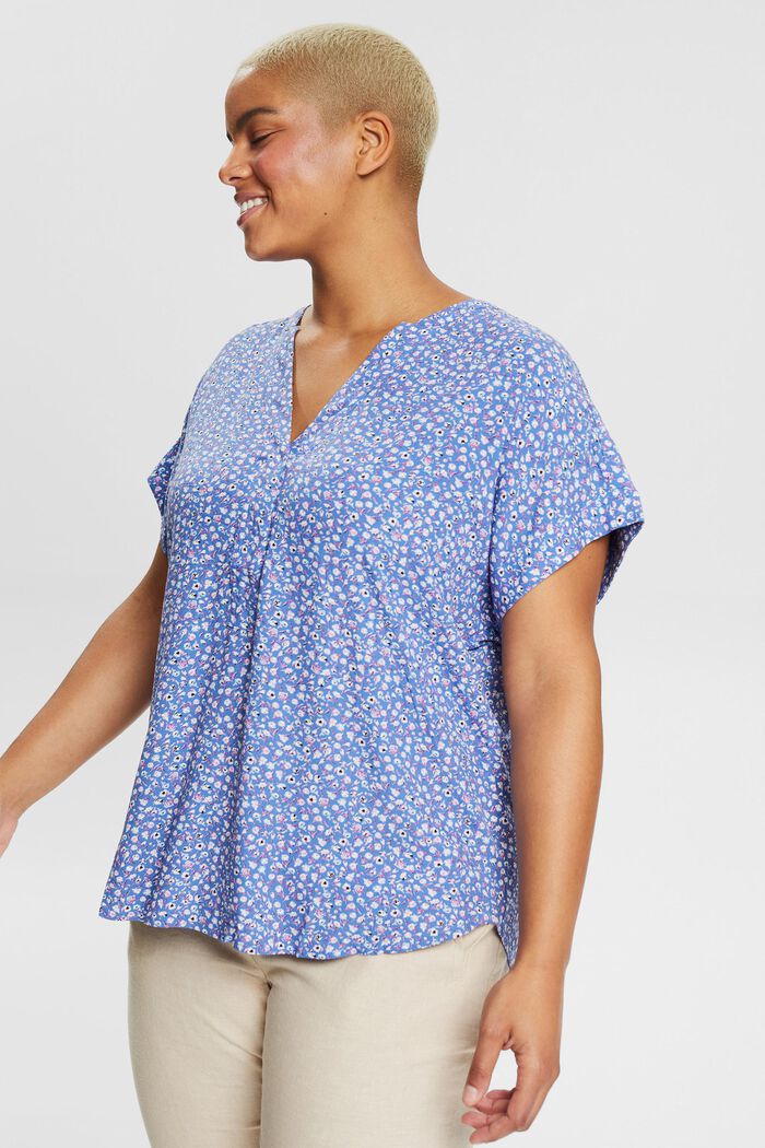 CURVY gebloemde blouse van LENZING™ ECOVERO™, LIGHT BLUE LAVENDER, detail image number 5