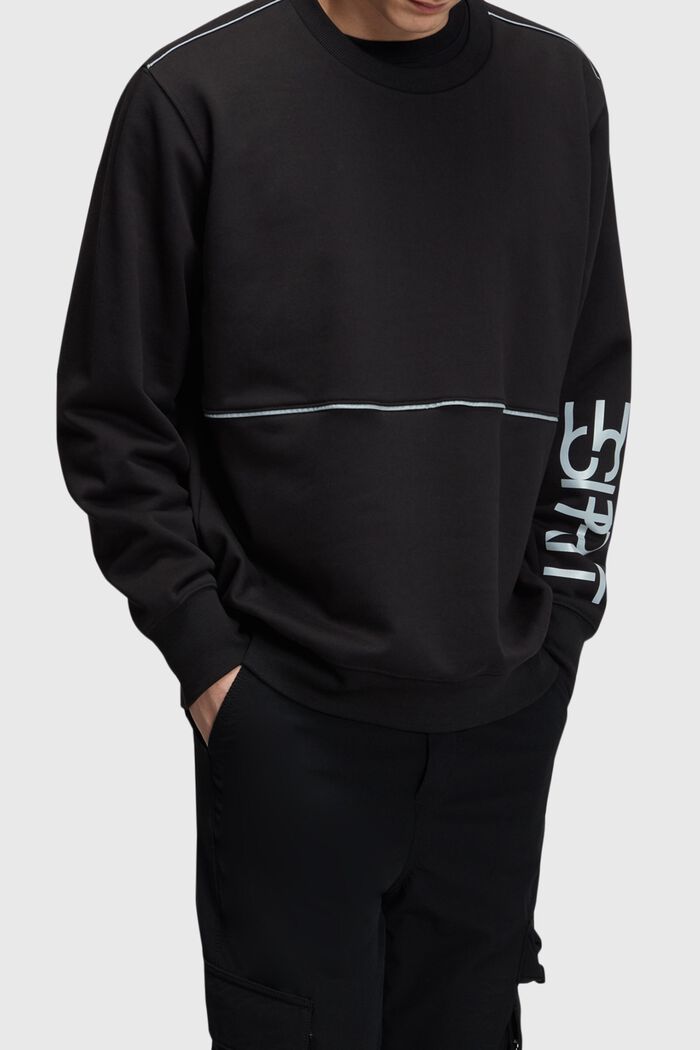 Oversized sweatshirt met logoprint, BLACK, detail image number 0