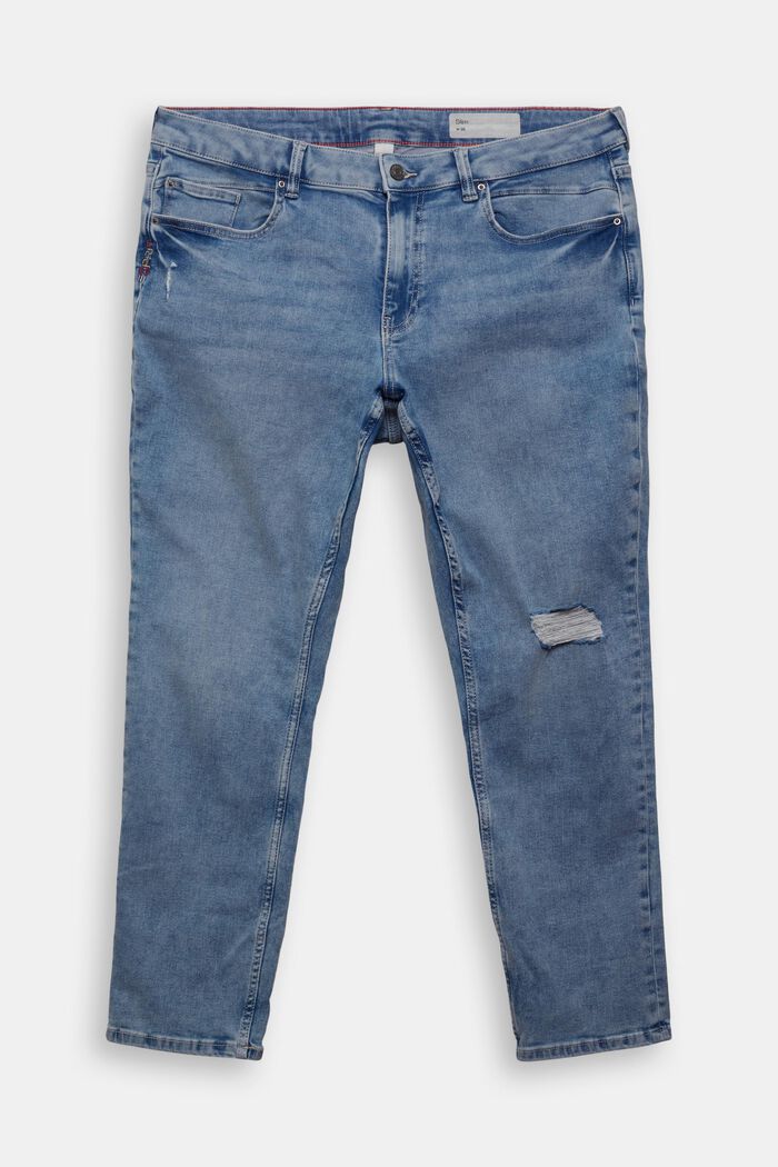 CURVY jeans met destroyed effect, BLUE LIGHT WASHED, detail image number 0