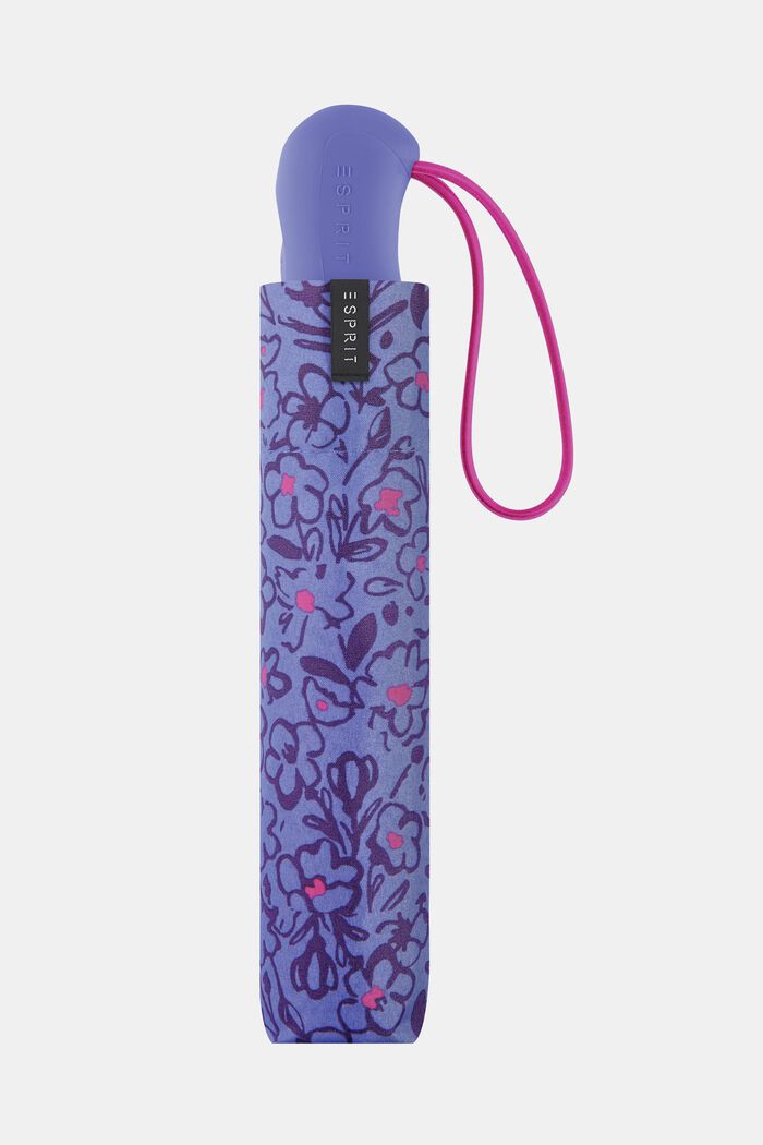 Opvouwbare easymatic-paraplu met bloemenprint, ONE COLOR, detail image number 1