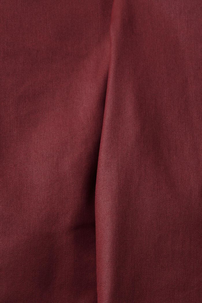 High-rise slim fit broek van imitatieleer, BORDEAUX RED, detail image number 6