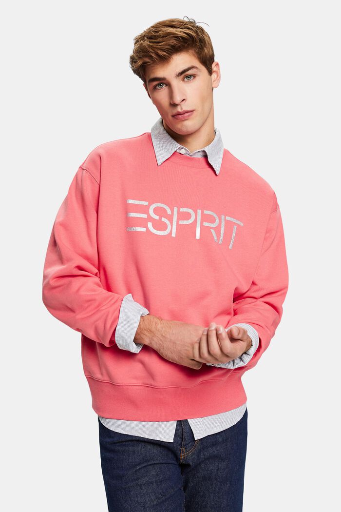 Sweatshirt van organic cotton met ronde hals en logo, PINK, detail image number 0