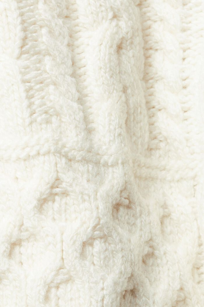 Vest met kabelpatroon van een wolmix, OFF WHITE, detail image number 4