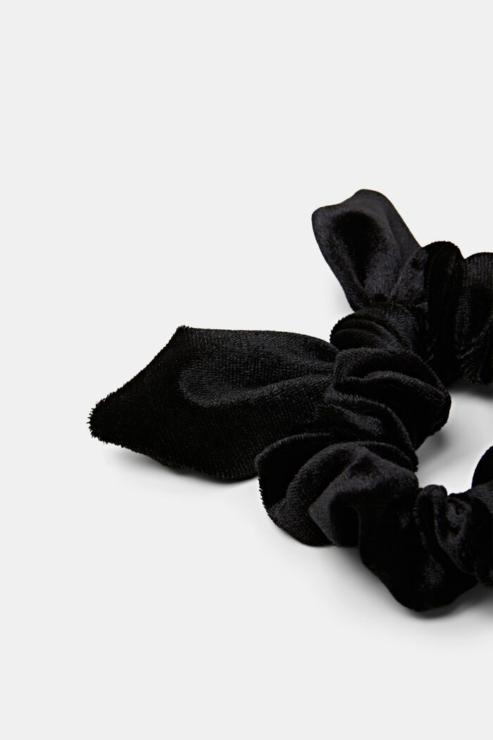 Fluwelen strik-scrunchie, BLACK, detail image number 1