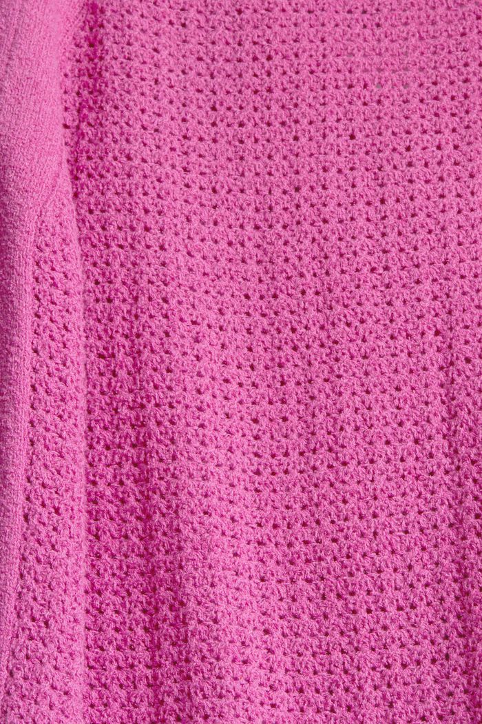 Katoenen trui van een opengewerkt breisel, PINK FUCHSIA, detail image number 4