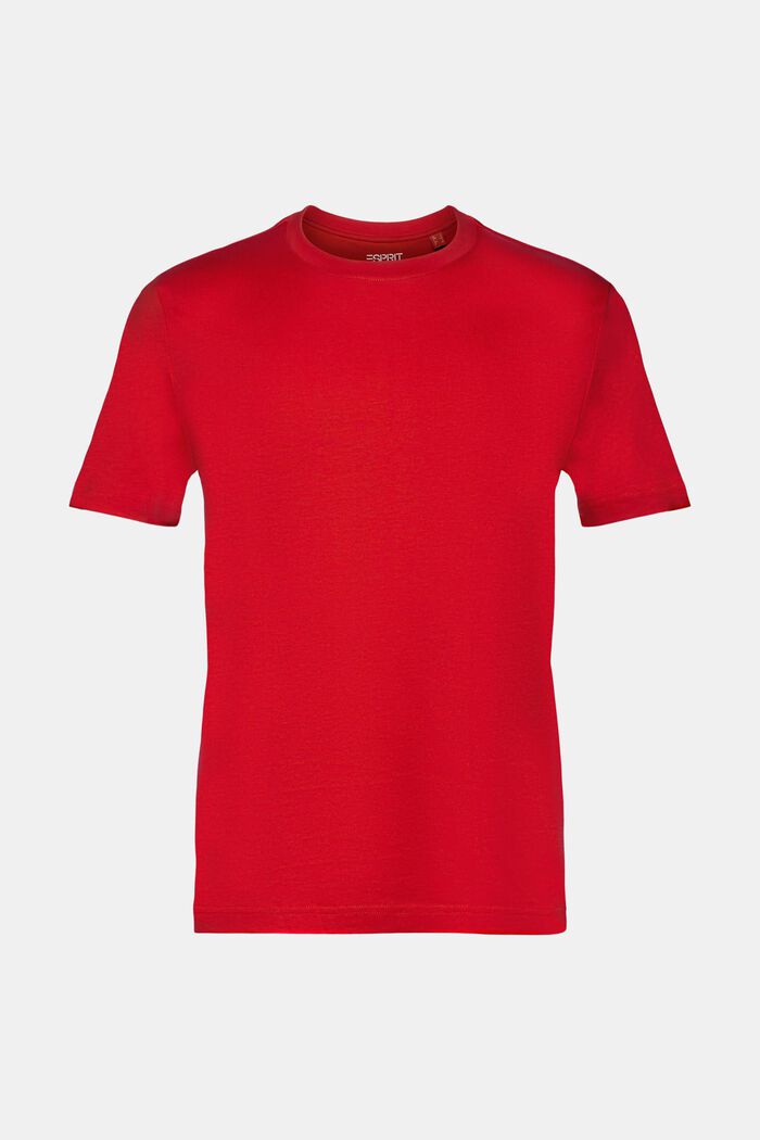 T-shirt van pima katoen-jersey met ronde hals, DARK RED, detail image number 7