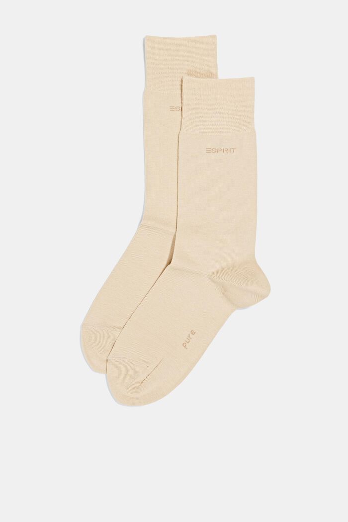 Set van 2 paar basic sokken van een katoenmix, CREAM, detail image number 0