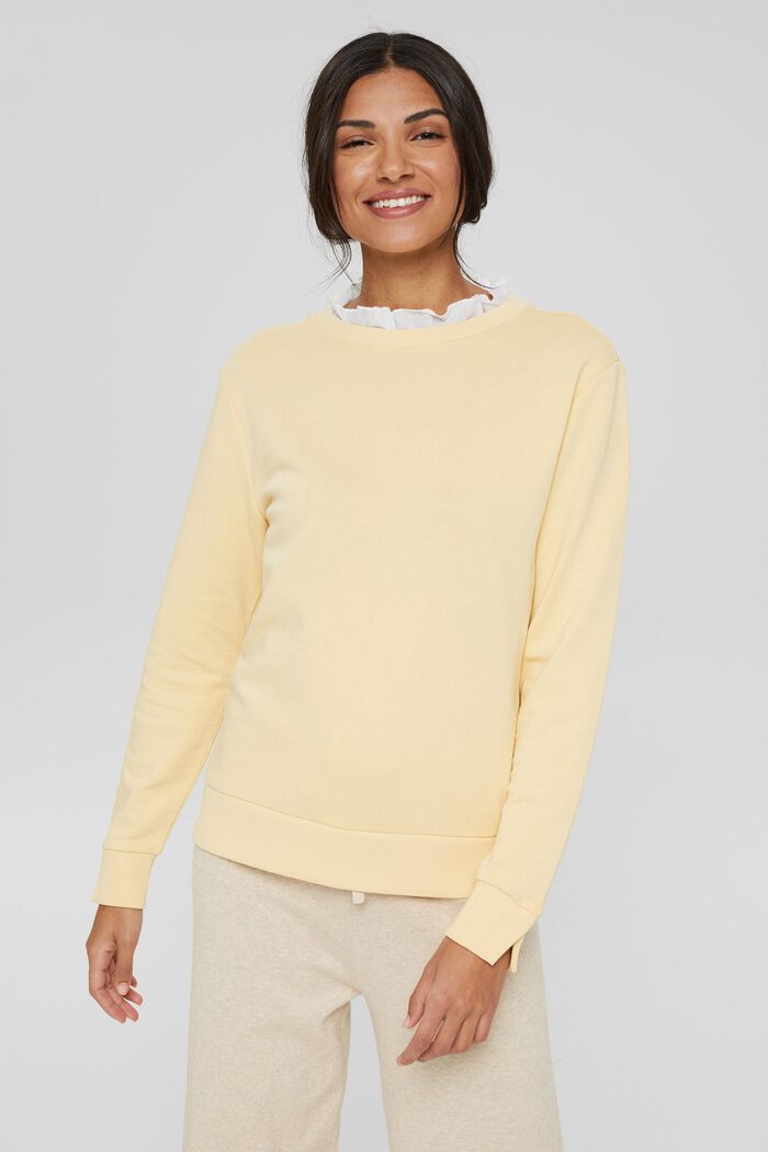 Sweatshirt met laagjeslook, organic cotton, PASTEL YELLOW, detail image number 0