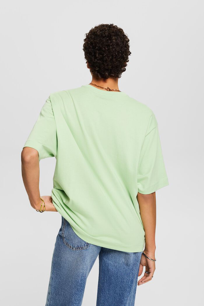 T-shirt met ronde hals en logo, LIGHT GREEN, detail image number 3