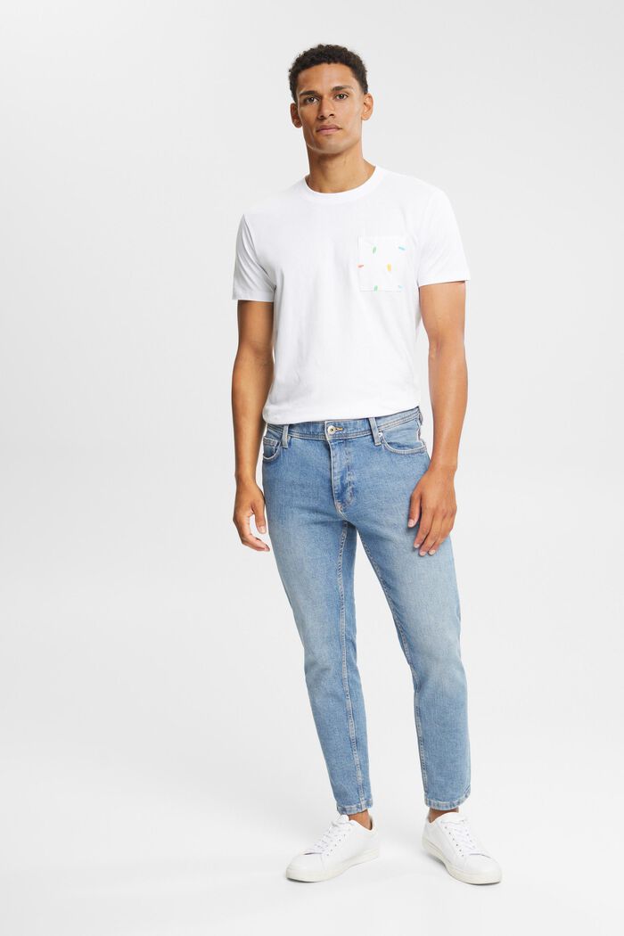 Jersey T-shirt met borstzak, WHITE, detail image number 2