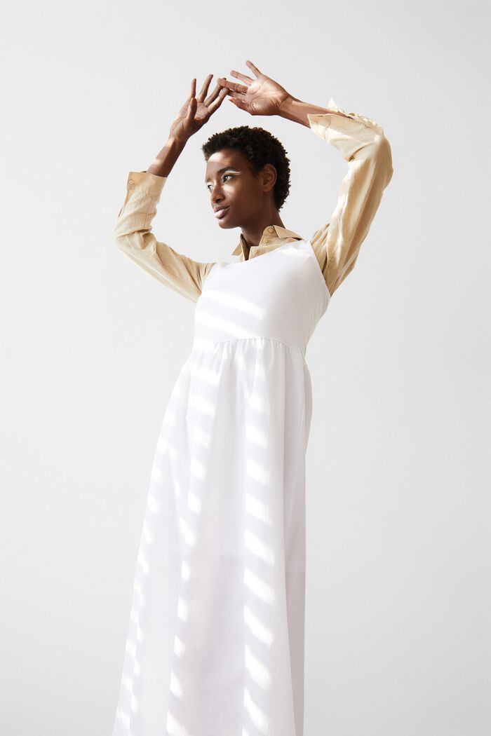 Midi-jurk van een materiaalmix, WHITE, detail image number 5