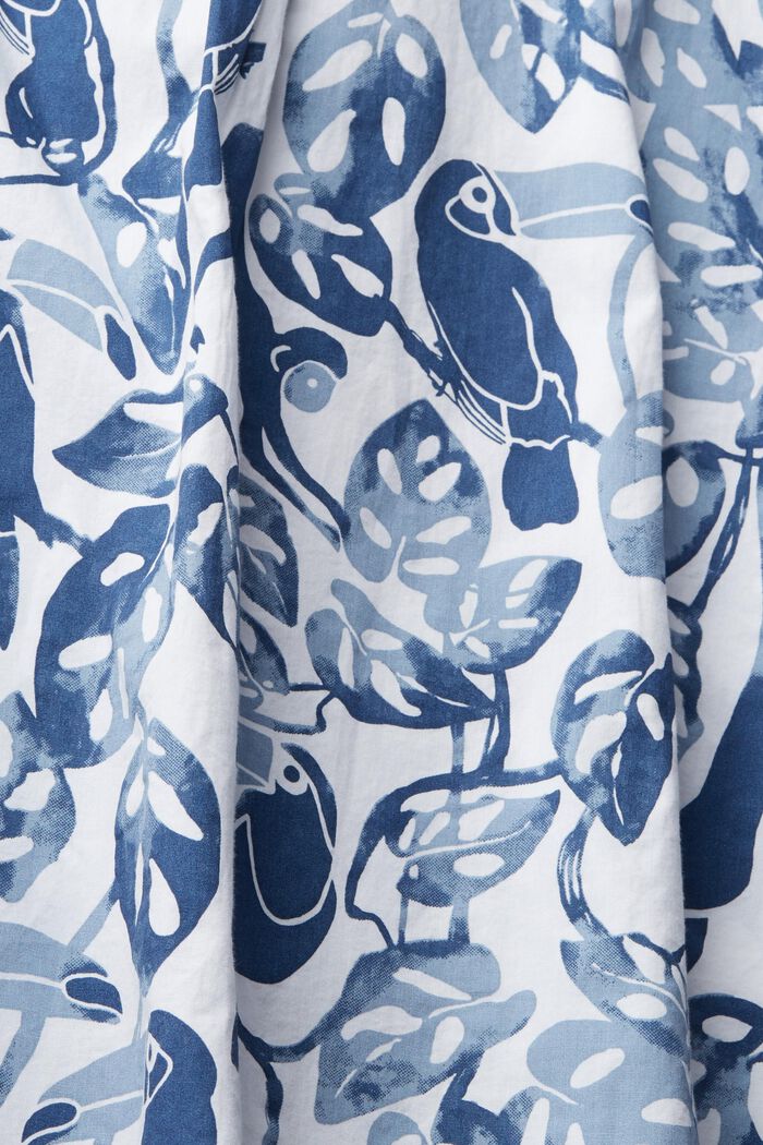 Overhemd met korte mouwen en tropische print, 100% katoen, BLUE, detail image number 5