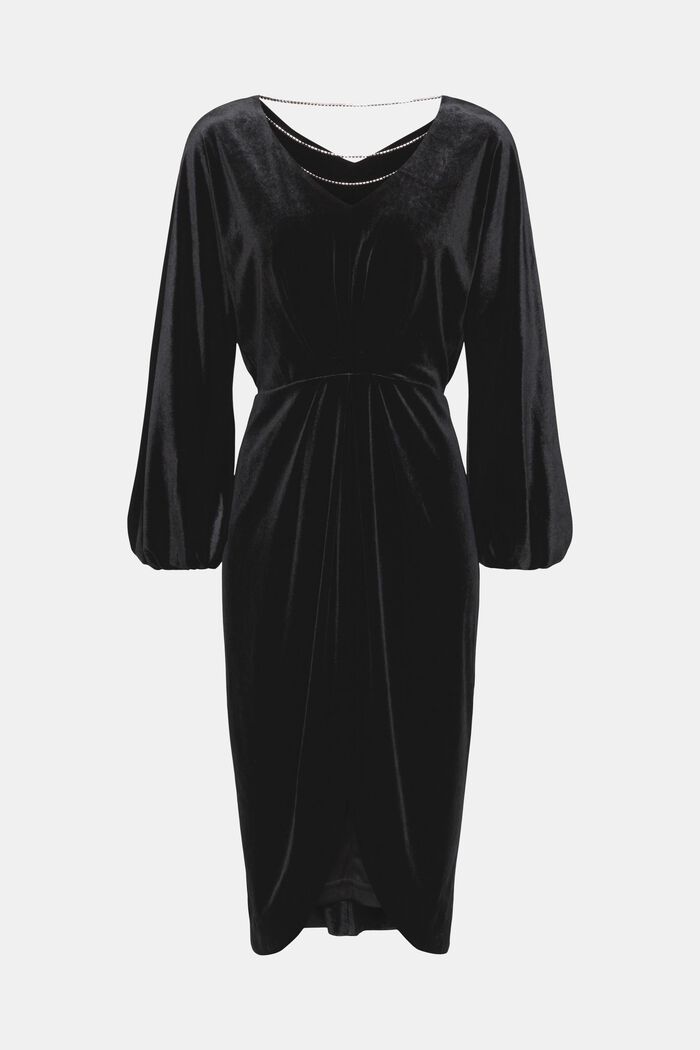 Fluwelen midi-jurk, BLACK, detail image number 7
