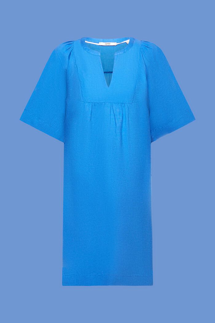 Mini-jurk, mix van katoen en linnen, BRIGHT BLUE, detail image number 6