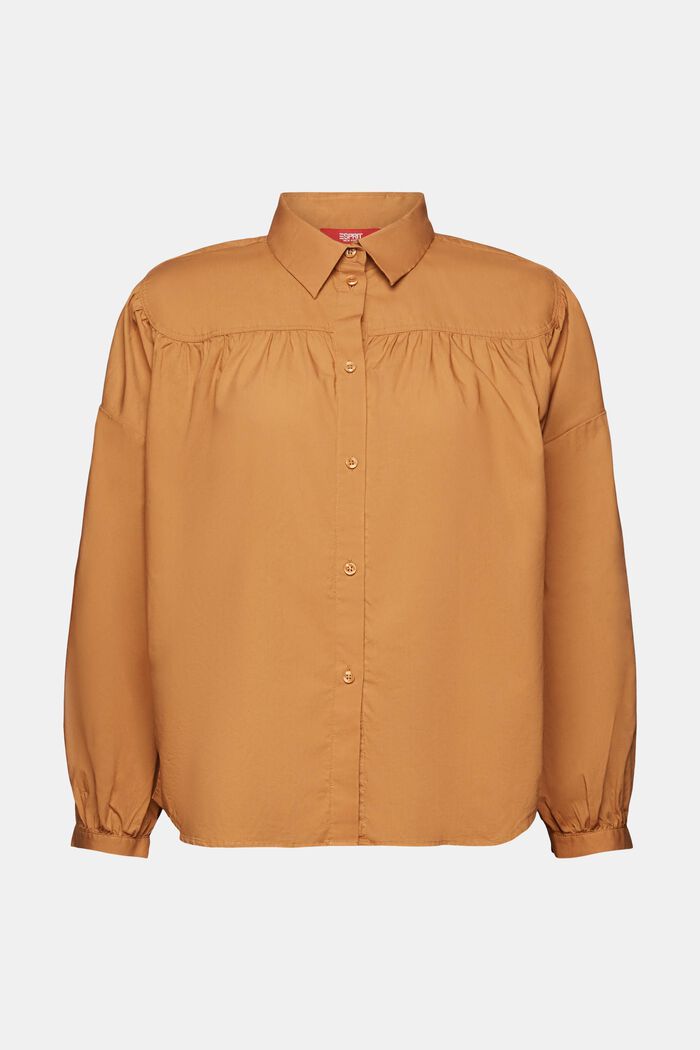 Popeline blouse, 100% katoen, CARAMEL, detail image number 6