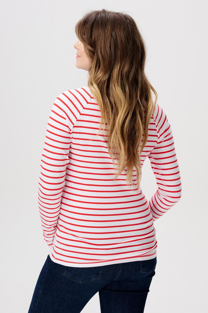 MATERNITY gestreept T-shirt van organic cotton, MISSION RED, detail image number 3
