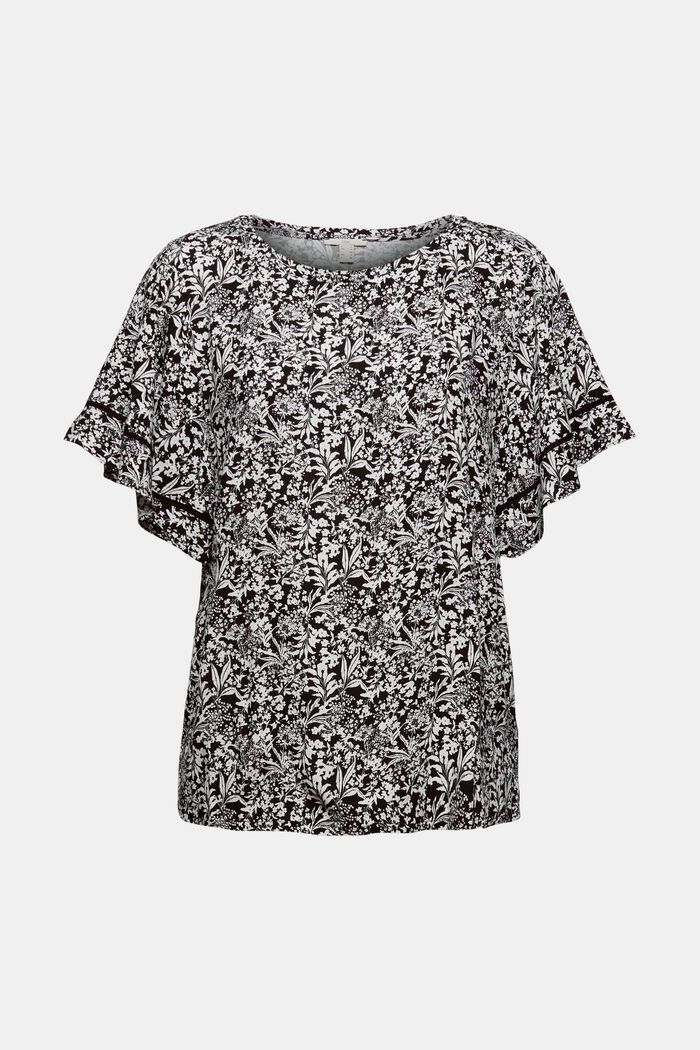 Gedessineerde blousetop van LENZING™ ECOVERO™, BLACK, detail image number 7