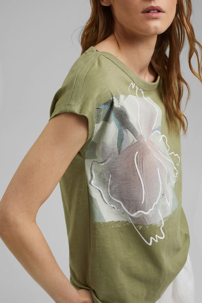 T-shirt van organic cotton met print, LIGHT KHAKI, detail image number 2