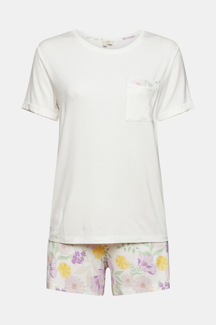 Pyjamaset met korte broek, LENZING™ ECOVERO™, OFF WHITE, detail image number 6