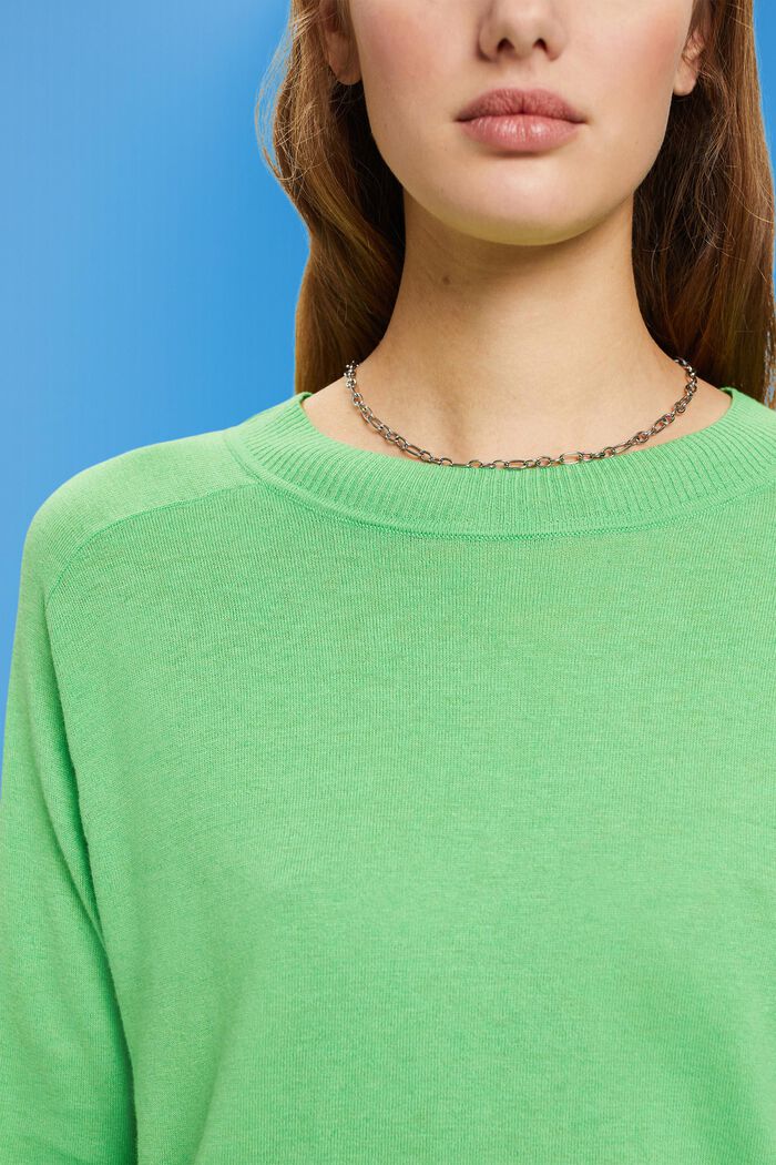 Sweater met kortere mouwen en linnen, GREEN, detail image number 2