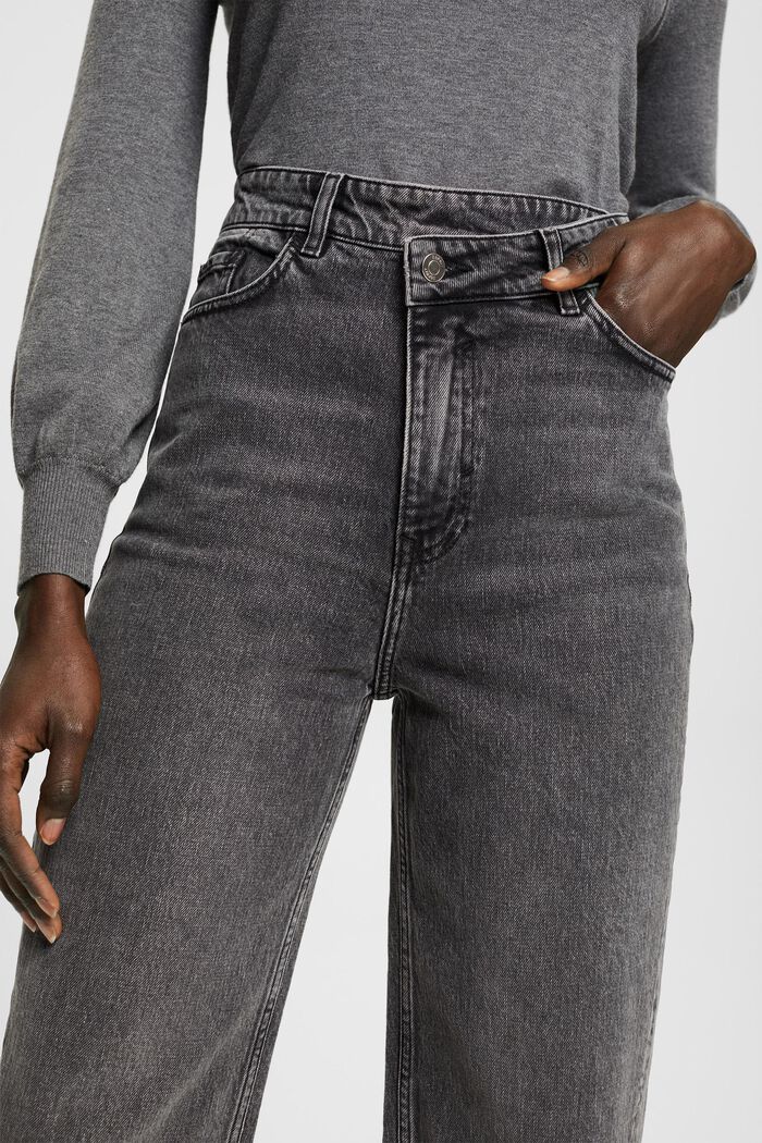 Jeans met banana fit en asymmetrische band, BLACK MEDIUM WASHED, detail image number 1