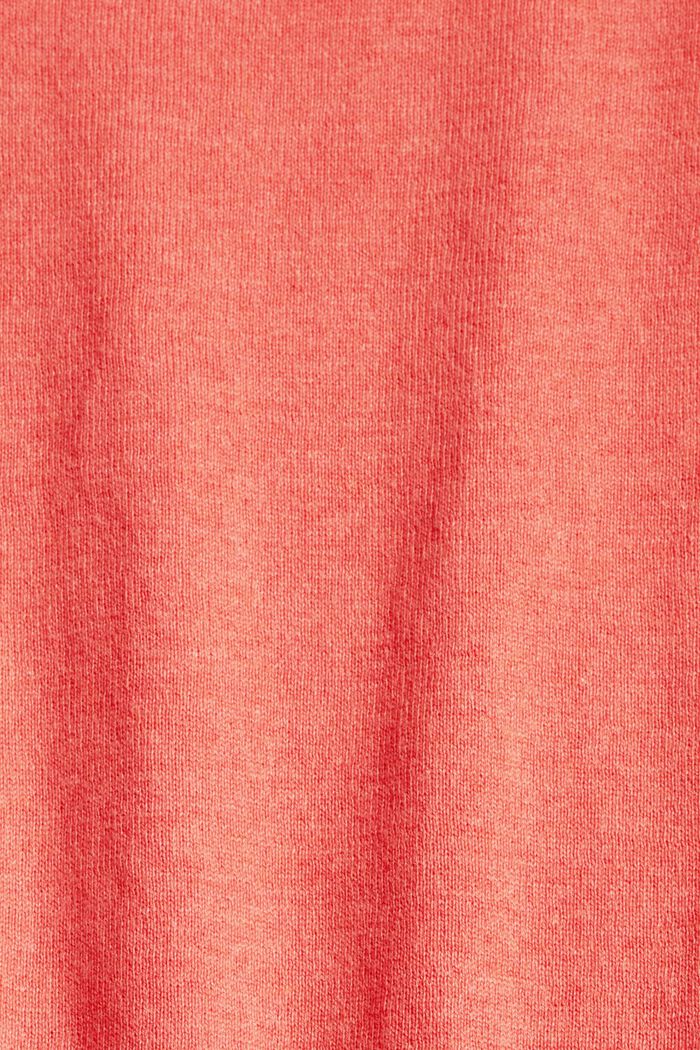 Fijngebreide trui van 100% katoen, CORAL, detail image number 4
