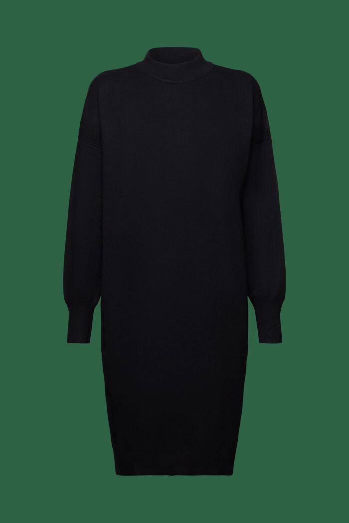 Gebreide jurk met opstaande kraag, BLACK, detail image number 5