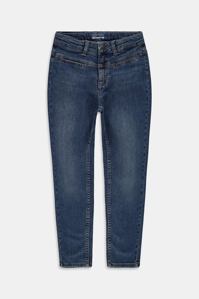 Katoenen mom jeans met verstelbare band, BLUE MEDIUM WASHED, detail image number 0