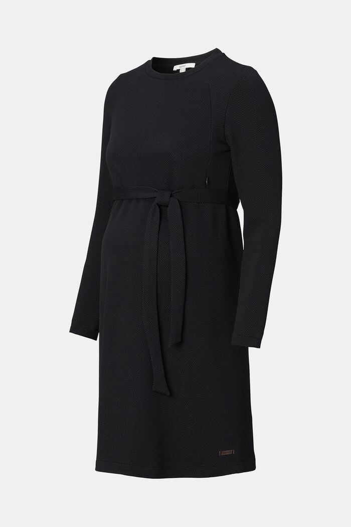 Gerecycled: jersey jurk met voedingsfunctie, BLACK, detail image number 6