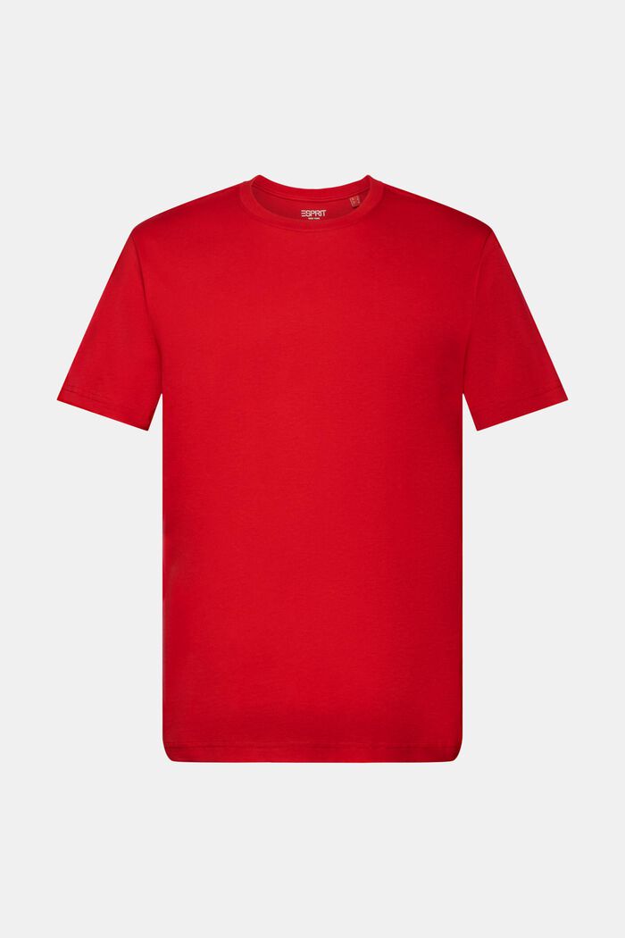 T-shirt van pima katoen-jersey met ronde hals, DARK RED, detail image number 6
